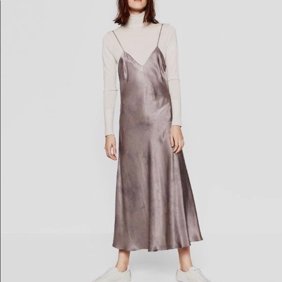 zara silver slip dress